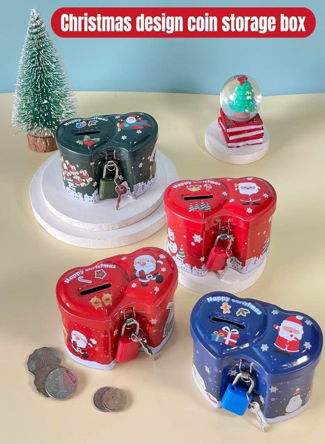 AMYCAUR Merry Christmas Small Metal Piggy Bank for Kids Mini Tin Money Box for Girls, Secret Santa Gift for Kids Rndom Color, Cute Santa Gift Set Savings Box, Christmas Home Décor (1 Pcs) - Image 4